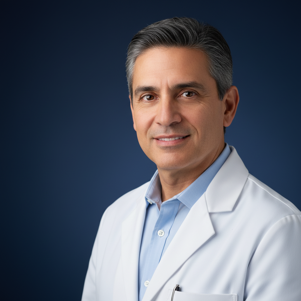 Prosthodontist AI headshot highlighting cosmetic dentistry expertise